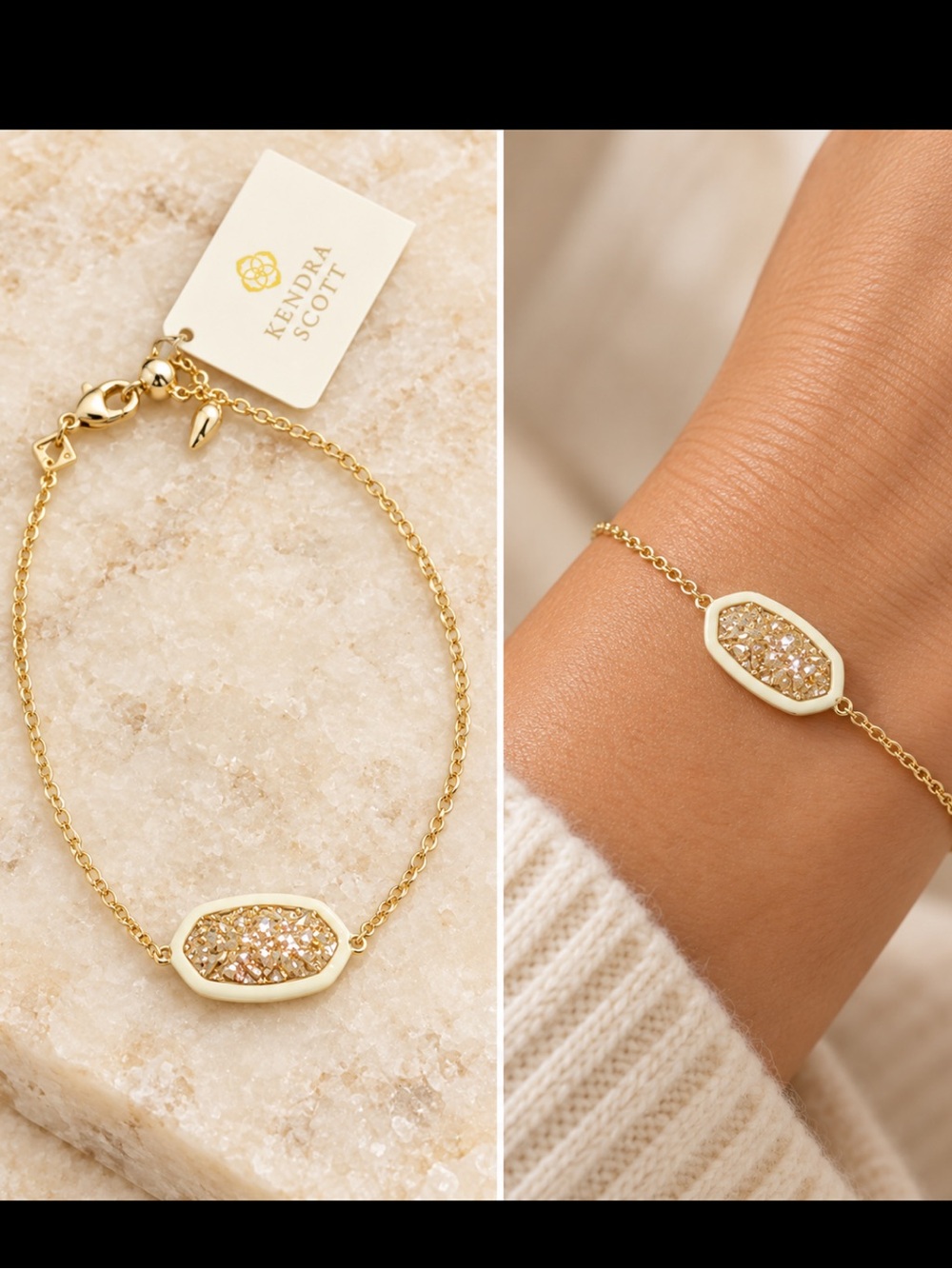 Kendra Scott Gold Druzy Elisa Bracelet with Champagne Sparkle